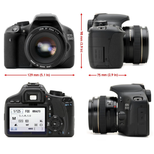 DSLR Camera 550D Kit with 18-55mm Image Stabilization Lens 18MP Full HD Video Beginner Digital Camera
