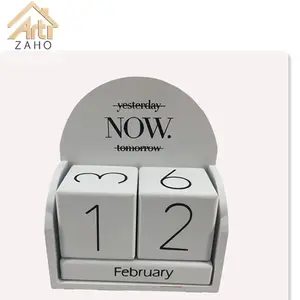 wholesale Swing table 2020 festival blocks desktop decoration perpetual wooden cube square small calendar