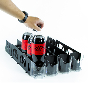 Empujador de un solo carril ajustable automático Bandejas de estante de comercialización Ancho para colgar Botella Bebida Sistema de empuje de estante de metal - Product Image 2