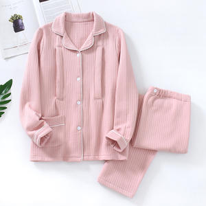 Conjunto de <span class=keywords><strong>Pijama</strong></span> de Maternidad de Algodón Puro - Pijamas de <span class=keywords><strong>Invierno</strong></span> para Mujer con Mayor Calidez y Grosor - Conjunto de <span class=keywords><strong>Pijama</strong></span> para <span class=keywords><strong>Lactancia</strong></span> Posparto - Product Image 2