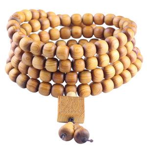 Perles de prière bouddhistes en bois de cyprès, 108 perles, forme baril, bijoux unisexes, haute teneur en huile, pour cérémonies religieuses - Product Image 5