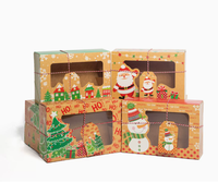 Boîtes en papier pour biscuits de Noël personnalisées, écologiques, imperméables, haut de gamme, avec fenêtre
