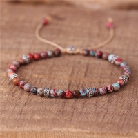 Bracelet en pierres naturelles de jaspe impérial argenté vintage antique de 18 couleurs pour femmes, bijoux en pierres précieuses ajustables bohèmes, vente en gros