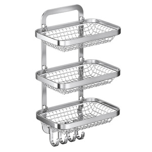 Panier de rangement mural en acier inoxydable, rectangulaire, sans perçage, pour l'ail, le gingembre, les oignons verts, avec crochets - Product Image 2