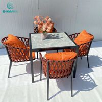 Ensemble de mobilier de jardin moderne en aluminium et corde, chaise et table à manger pour hôtel extérieur, série Simple