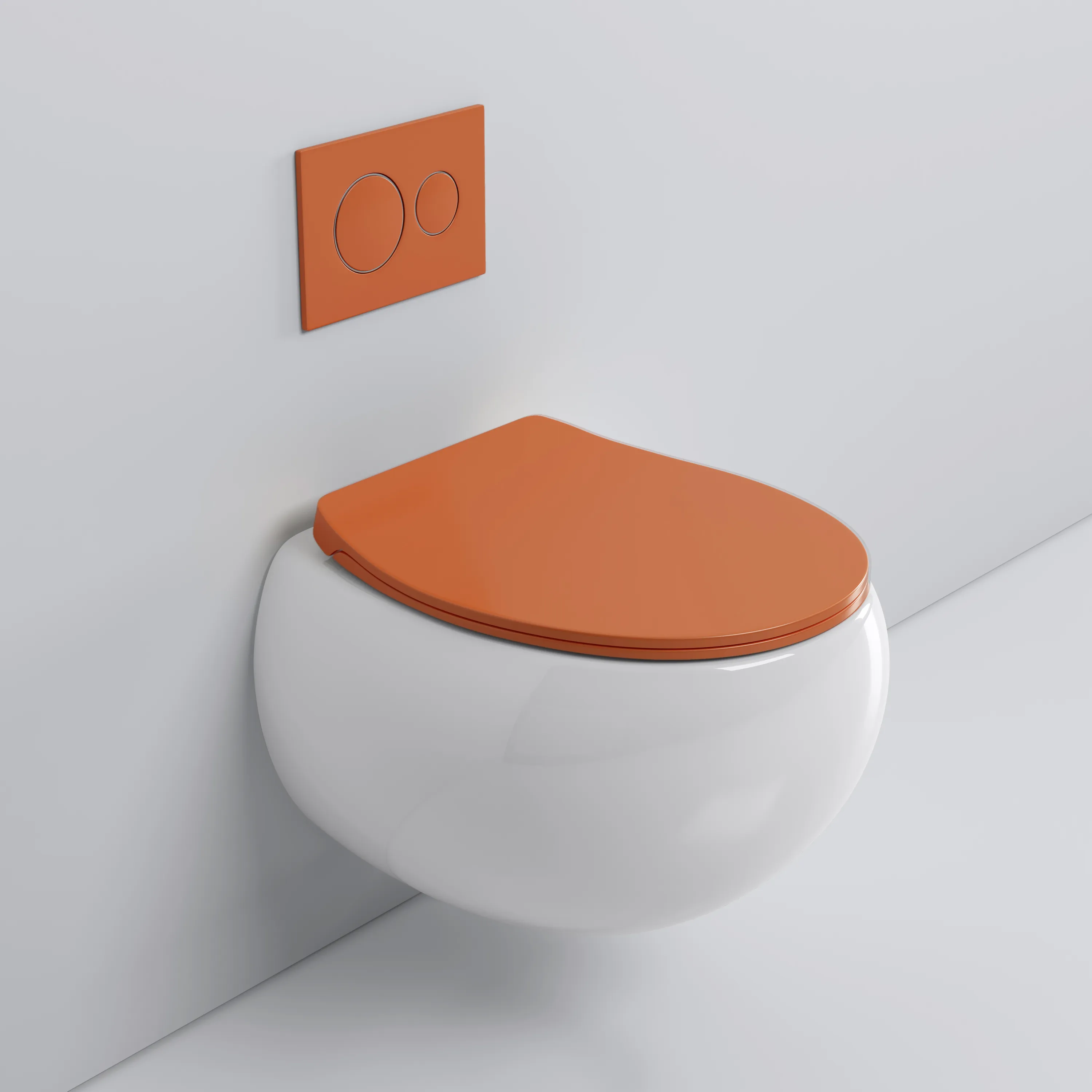 Schöne neue kommende orange Farbe moderne Wandbehang Toiletten pfanne runde Form randlose Wand WC montiert