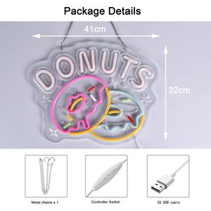Donuts Letreros Neon LED dimmable USB powered ambient <b>light</b> store <b>window</b> decoration <b>light</b> street indicator <b>light</b> landscape <b>light</b> - Product Image 1