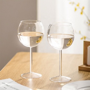 Calice da <span class=keywords><strong>vino</strong></span> in borosilicato con fetta di limone 3D incisa, calice da champagne a stelo alto, bicchiere da cocktail grande e decorativo - Product Image 2