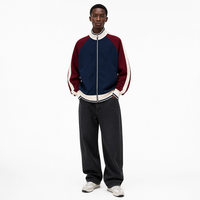 Veste de survêtement vintage en maille gaufrée pour homme OEM/ODM, brodée, imperméable, respirante, col montant, style streetwear, athlétique, pour l'hiver