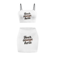 Ensemble 2 pièces personnalisé pour femme : Crop top à bretelles et mini-jupe moulante – Tenue d'été décontractée et sexy pour adolescentes