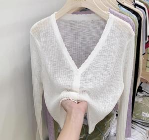 JAC22 B2123 Traje corto de manga larga de primavera y otoño con chal pequeño Suéter de punto para <span class=keywords><strong>mujer</strong></span> - Product Image 6