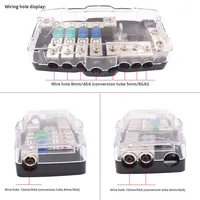 Accessoires de modification audio de voiture Boîte à fusibles en alliage de zinc Porte-fusibles à lumière LED Boîte de séparation à quatre voies/deux entrées et quatre sorties Support de soudage
