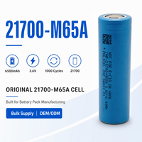 Cellule de batterie Molicel INR-21700-M65A 6500mAh 26A 21700 pour la fabrication de packs de batteries personnalisés, approvisionnement en gros
