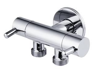 Robinet de lavabo mural monotrou moderne Superhome en laiton chromé à double poignée avec débit contrôlé pour eau froide - Garantie 3 ans - Product Image 1