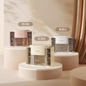 Home Use Cosmetic <b>Storage</b> Box With <b>Mirror</b> And Light Desktop Drawer Type Dustproof Shelf - Product Image 3