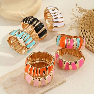 <span class=keywords><strong>Pulsera</strong></span> elástica chapada en oro con esmalte grueso de colores llamativos, de moda, novedad al por mayor, regalo para ella, joyería de moda - Product Image 1