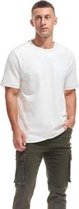 Camiseta deportiva de cuello redondo ajustada Premium para hombre, camisetas gruesas de algodón 100% de peso pesado, estampado de goteo teñido de hilo preencogido - Product Image 2