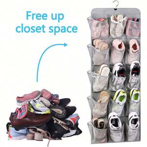 Closet <b>Mesh</b> Storage Hanging Organizer for Hats Shoes PP Fabric Plastic Hanging Wardrobe Multifunctional Clothes Storage Solution - Product Image 4