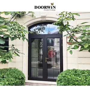 Doorwin ออสเตรเลียกระจกสองชั้นอลูมิเนียมบานพับประตูครึ่งแก้วครึ่งอลูมิเนียมที่อยู่อาศัยแผงประตูบานเปิด