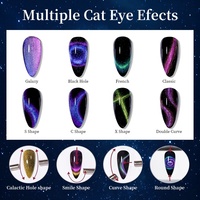 Vernis à ongles gel R S Nail 9D effet œil de chat, couleurs classiques effet caméléon magique galaxie, nail art à retirer par trempage, gel œil de chat magnétique