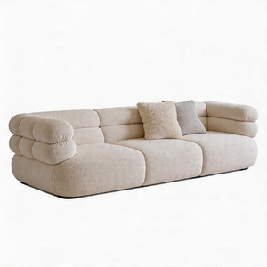 Canapé 3 places VB Modern Ivory style nuage avec accoudoirs triples, coussins de dossier superposés et sièges arrondis pour salon - Product Image 6