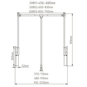 Système de levage de garde-robe/lève-vêtements/lève-armoire robuste à montage latéral, à fermeture douce et à <span class=keywords><strong>angle</strong></span> réglable - Product Image 6