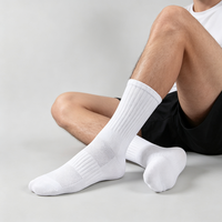 Chaussettes de sport pour hommes en coton premium avec bord élastique, maille respirante, logo personnalisé, pour l'entraînement, la gym, la remise en forme, chaussettes athlétiques unisexes