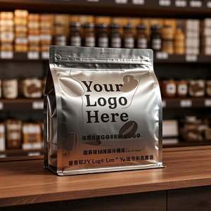 Bolsas de embalaje de alimentos para mascotas de plástico de fondo plano Premium Cremallera resellable Impresión de huecograbado personalizada a prueba de humedad para café/especias - Product Image 2