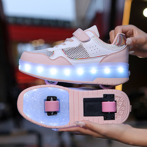 Chaussures de course lumineuses pour enfants, rechargeables par USB, avec commande par bouton, en polyester, pour la course nocturne - Product Image 4