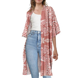 MOQ1 Women's Clothes Casual Shirt Tie Coat Polynesian Tribal Style Samoan Traditional Women's Dress Open Loose <strong>Beach</strong> <strong>Kimono</strong> Robe - Product Image 1