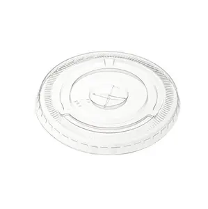 92毫米或98毫米透明聚酯塑料扁平或圆顶无草饮水杯或带吸管槽的冷饮杯