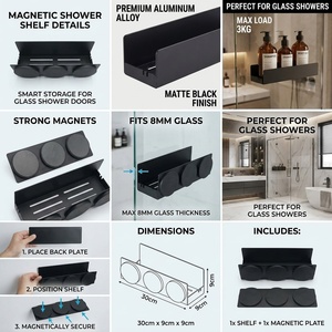 Estante Magnético <span class=keywords><strong>de</strong></span> Aleación <span class=keywords><strong>de</strong></span> Aluminio <span class=keywords><strong>de</strong></span> 30 cm <span class=keywords><strong>para</strong></span> Puerta <span class=keywords><strong>de</strong></span> Vidrio <span class=keywords><strong>de</strong></span> <span class=keywords><strong>Baño</strong></span>, Estante <span class=keywords><strong>de</strong></span> Almacenamiento <span class=keywords><strong>para</strong></span> Montar en la Pared sin Taladrar, Organizador <span class=keywords><strong>de</strong></span> Ducha Resistente al Óxido - Product Image 5