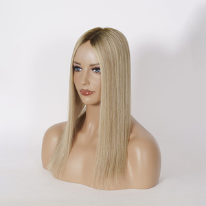 พร้อมส่งท็อปเปอร์ผมแท้สีบลอนด์แบบยุโรป  ฐานโมโน 5x5  พร้อม PU เคลือบ  สำหรับผู้หญิง - Product Image 2