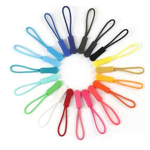 Custom Elastic Cord Rubber Zipper Pull Made Design Color Plastic Elastic String Zipper Puller For Sport Garment Bag