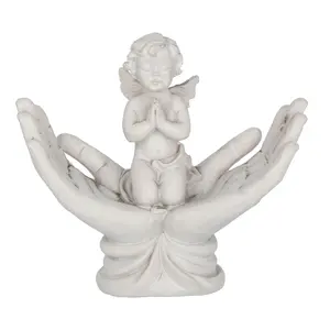 Personalizado Branco Resina Bebê Querubins Em Deus Mãos Anjo Querubim Estatueta Estátua Resina Memorial Pedra