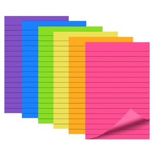Haute qualité 6 tampons auto-adhésifs PET matériel blocs-notes 6x4 pouces ligne fluorescente conception créative personnalisé notes autocollantes en gros - Product Image 1