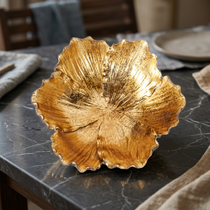 Assiette décorative en métal en forme de fleur, faite à la main, polie, style glamour, motif végétal, vaisselle et assiettes - Product Image 4