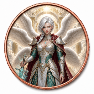 Moneda Conmemorativa Personalizada de 1 OZ .999 de Cobre Fino con Diseño de Guerrera Alada, Coleccionable de Fantasía - Product Image 6