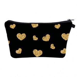 Sac de maquillage de voyage mignon BSCI Factory, sac cosmétique cœur doré, petite pochette de haute qualité, cadeau pour femmes - Product Image 5