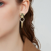 Boucles d'oreilles pendantes léopard plaquées argent, style européen et américain, tendance, passe-partout, haut de gamme, pour femme – Vente chaude transfrontalière