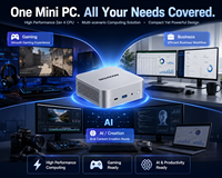 Nouvel ordinateur de bureau mini PC gaming Ryzen 7 7735HS 24 Go LPDDR5 NVMe SSD avec anneau lumineux RGB, USB4, Wi-Fi 6 et garantie de 3 ans
