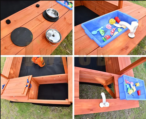 Bac à sable <span class=keywords><strong>en</strong></span> <span class=keywords><strong>bois</strong></span> <span class=keywords><strong>en</strong></span> gros avec auvent et éviers <span class=keywords><strong>de</strong></span> jeu, ensemble <span class=keywords><strong>de</strong></span> jeu extérieur pour enfants avec bancs pour <span class=keywords><strong>jardin</strong></span> et cour arrière - Product Image 5