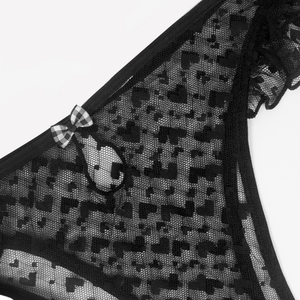 <span class=keywords><strong>Culotte</strong></span> transparente <span class=keywords><strong>en</strong></span> maille et dentelle noire fine pour femmes <span class=keywords><strong>sexy</strong></span> <span class=keywords><strong>culotte</strong></span> creuse à taille basse avec petit nœud sans trace respirante - Product Image 5