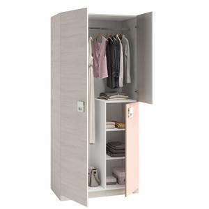 Venta al por mayor de estantes de riel colgante de 3 puertas de color rosa blanco manijas de melamina para niños jóvenes armario para habitaciones de niños y proyectos - Product Image 2