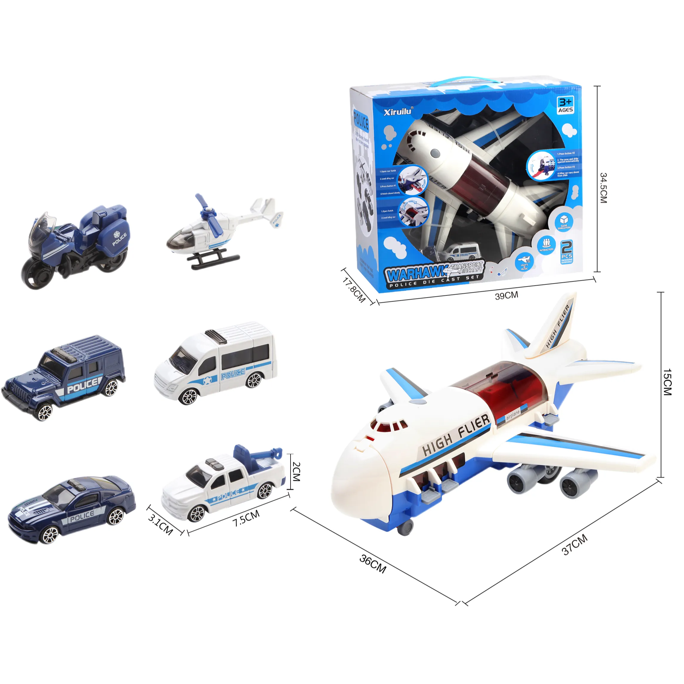 Enfants voiture moulé sous pression Friction jouet véhicule camion puissance Portable stockage conteneur avion benne jouet camion voiture jouets 2023 populaire pour K