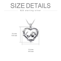 Collier pendentif lettre coeur gravé lune et soleil en argent sterling S925