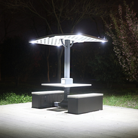 Table de travail intelligente d'extérieur avec panneaux solaires, bancs et port de charge USB Type C pour place publique, jardin, patio