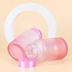 Flacon de complément alimentaire en verre dépoli dégradé avec bouchon à vis en métal multicolore, pot de stockage vide pour pilules et capsules, produit de santé, personnalisable - Product Image 2
