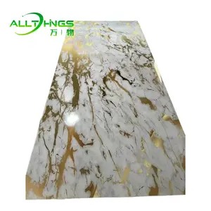 High quality wall panels PVC marble slab fire resistant durable high light UV 3d printed pattern marble sheet for interior decor
