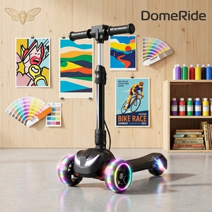 Patinete eléctrico moderno de 3 ruedas al por mayor para niños barra de luz LED pantalla LCD cuerpo de aleación ajustable en altura plegable al aire libre - Product Image 1